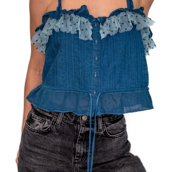 ASTR The Label • Small • Sleeveless Blouse • Indigo Blue - Picture 3 of 8